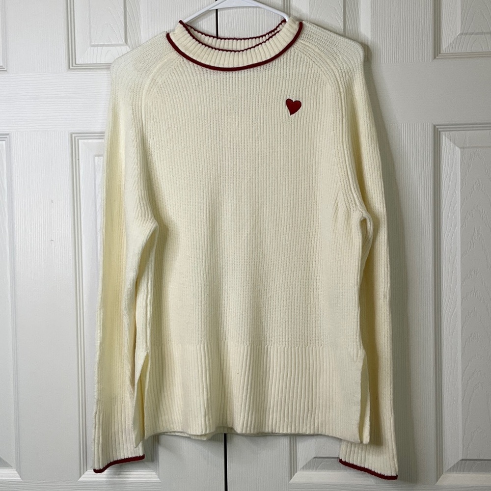 A New Day Crew Neck Pullover Red Heart size Large